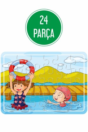 Parkta Oyun, Kışın Kar, Uyku Vakti, Denizde Oyun 4'lü Ahşap Puzzle Set Puz1711 - 9