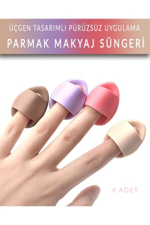 Parmak Makyaj Süngeri - Mini Puf Kapatıcı Pudra Süngeri 4 Adet - 2