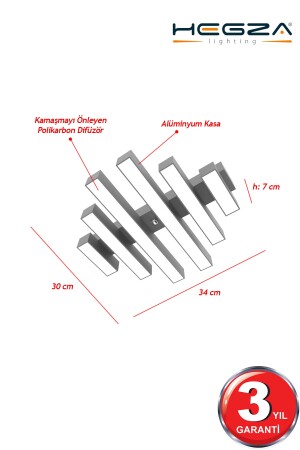 Parrılla ( Gri Kasa, Beyaz Işık ) Ledli Modern Plafonyer Led Avize, Salon, Mutfak, Oturma Odası Parrilla-Gri - 8