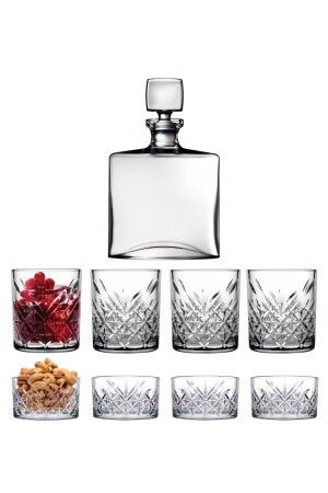 Paşabahçe Square Timeless Whisky-Karaffe Glas-Snack-Set (92379x1 - 52810x4 - 530040x4) Mesa9237952810 - 3