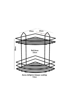Paslanmaz 2 Katlı Plastik Kaplama Köşe Süngerlik Duş Rafı Sabunluk Siyah 732102022326 - 4