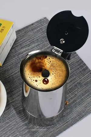 Paslanmaz Çelik Ocak Üstü 9 Cup Fincan Moka Pot Espresso Cin285-9 - 7