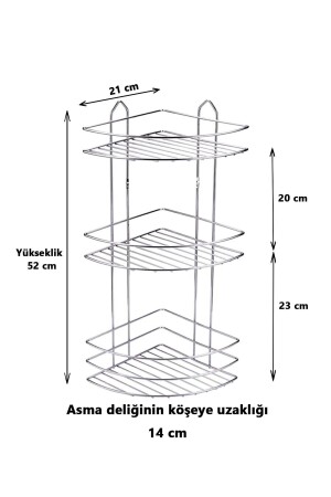 Paslanmaz Krom 3 Katlı Banyo Köşeliği Şampuanlık Köşelik Banyo Rafı Ek-03 - 5