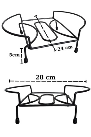 Paslanmaz Yanmaz Siyah Metal Yuvarlak Ayaklı Nihale Tava Tencere Çaydanlık Altlığı - 5