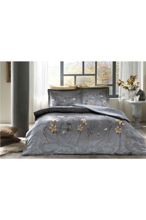 Pastoral Ramas Secas Satin-Bettbezug-Set für Doppelbett, Grau, EVTNVTÖZDL00590 - 2