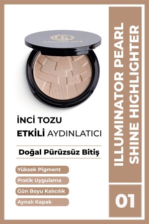 Pearl Shine Aydınlatıcı Highlighter 01 Altın Bronze- Inci Tozu- Yüksek Pigmentasyon- Yumuşak Doku - 3