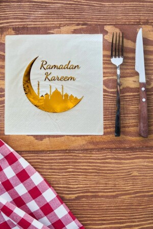 Peçete Ramadan Kareem Altın Varak Süslemeli Peçete 16 Adet - 4