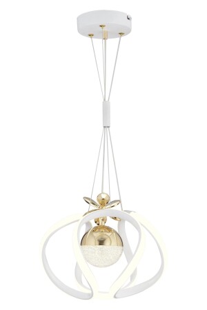 Pelin Tekli Beyaz Gold 3 Renkli 40 Watt Ledli Modern Oturma Odası- Koridor- Salon Led Avize - 4