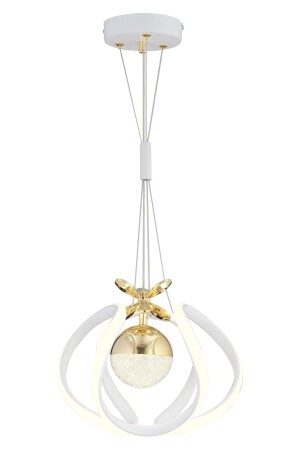 Pelin Tekli Beyaz Gold 3 Renkli 40 Watt Ledli Modern Oturma Odası- Koridor- Salon Led Avize - 5