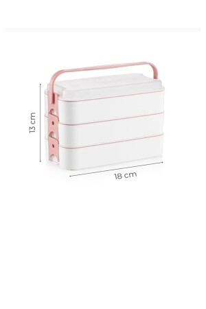 Pembe Beyaz 3 Katlı Bölmeli Öğrenci Beslenme Okul Saklama Kabı Iş Lunch Box Piknik Kabı Kahvaltılık 0209 - 6