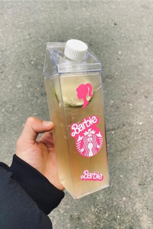 Pembe Starbucks 500ml Mika Tasarımlı Süt Şişesi Su Kahve Içecek Şişesi Matara Yushi-MATARA-Bar - 3