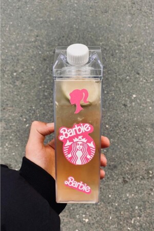 Pembe Starbucks 500ml Mika Tasarımlı Süt Şişesi Su Kahve Içecek Şişesi Matara Yushi-MATARA-Bar - 5