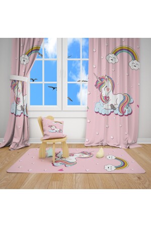 Pembe Ünicorn Ve Gökkuşağı Tam Takım Çocuk Odası E50301 - 3