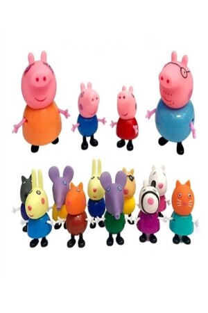 Peppa Pig Action Figure - Domuz Peppa Ailesi Aksion Figür Tam Set 14'lü PeppaPig14lü - 4