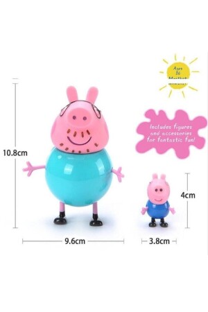 Peppa Pig Action Figure - Domuz Peppa Ailesi Aksion Figür Tam Set 14'lü PeppaPig14lü - 7