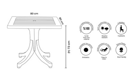 Pera Bahçe Masası 80x80 - 3