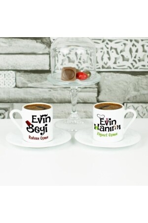 Personalisierte doppelte Kaffeetasse mit Schriftzug „Dame des Hauses“ und „Meister des Hauses“ TYC00685180570 - 2