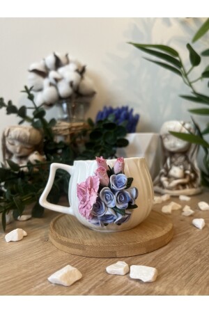 Personalisierte handgemachte Design Pink Lila Rose Flower Patterned Gift Porzellantasse bktfncn - 3