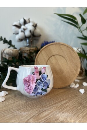 Personalisierte handgemachte Design Pink Lila Rose Flower Patterned Gift Porzellantasse bktfncn - 6