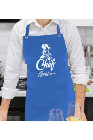 Personalisierte Namenschef-Design-Professionelle Saks-Blaue Küchenschürze, Kochschürze, Chefschürze Bitmeden131293 - 2