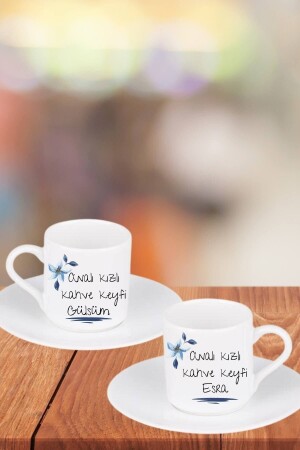 Personalisierter Doppelname mit Aufschrift „Mutter und Tochter“, Kaffeegenuss, bedruckt, weiße türkische Kaffeetasse FEKF1134 - 2