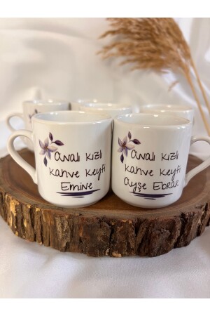 Personalisierter Doppelname mit Aufschrift „Mutter und Tochter“, Kaffeegenuss, bedruckt, weiße türkische Kaffeetasse FEKF1134 - 5