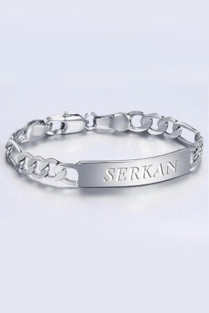 Personalisiertes Figaro-Stahl-Herrenarmband mit Namensschrift Ack06i - 3