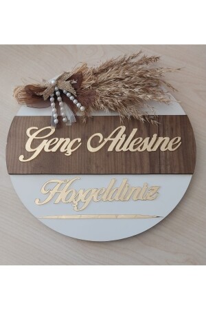 Personalisiertes Willkommensschild mit verspiegelter Plexiglas-Dekoration für die Außentür (Vatertagsgeschenk). Holztür-Ornament - 6