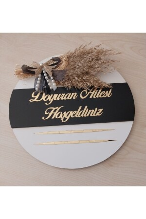 Personalisiertes Willkommensschild mit verspiegelter Plexiglas-Dekoration für die Außentür (Vatertagsgeschenk). Holztür-Ornament - 7