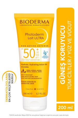 Photoderm Lait Ultra SPF50+ Gesichts-Körper-Sonnencreme mit hohem Schutz in Milchform für alle Haut, 200 ml - 2