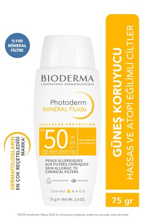 Photoderm Mineral Fluid SPF50- Çok Hassas Ciltler için Yüksek Korumalı Yüz, Vücut Güneş Kremi 75 gr 3701129803721 - 3