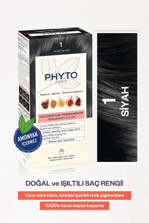 Phytocolor 1 Siyah Amonyaksız Kalıcı Bitkisel Saç Boyası 3338221002501 - 3