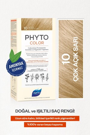 Phytocolor 10 Çok Açık Sarı Amonyaksız Kalıcı Bitkisel Saç Boyası 3338221010599 - 3