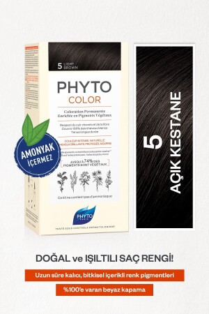 Phytocolor 5 Açık Kestane Amonyaksız Kalıcı Bitkisel Saç Boyası 3338221002587 - 2