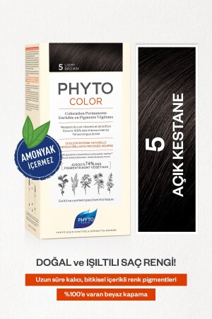 Phytocolor 5 Açık Kestane Amonyaksız Kalıcı Bitkisel Saç Boyası 3338221002587 - 3