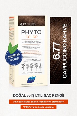 Phytocolor 6. 77 Cappucino Brown Ammoniakfreier permanenter Pflanzenhaarfarbstoff 3338221002389 - 2