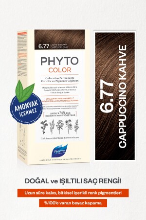 Phytocolor 6. 77 Cappucino Brown Ammoniakfreier permanenter Pflanzenhaarfarbstoff 3338221002389 - 3