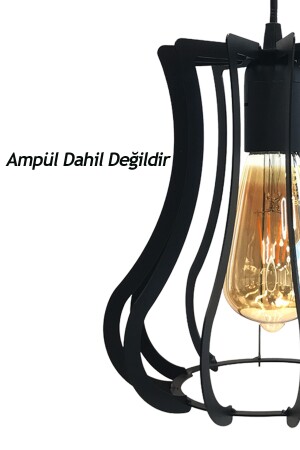 Pıega - Siyah Tekli Sarkıt Retro Modern Avize, Salon, Mutfak, Antre, Hol Avize, Ledli, Led Piega - 6