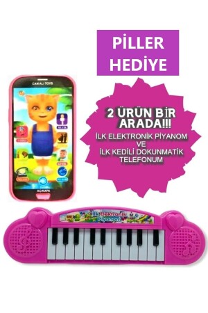 Piller Hediye Oyuncak Dokunmatik Telefon Ve Oyuncak Piyano 2'li Set pmbtlfpmbpyn - 3