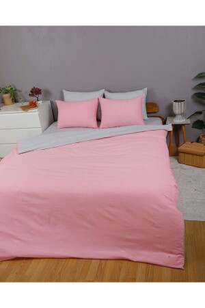 Pink Grey Double Sided Double Sheet Duvet Cover Set ÇiftNevresimtk - 1