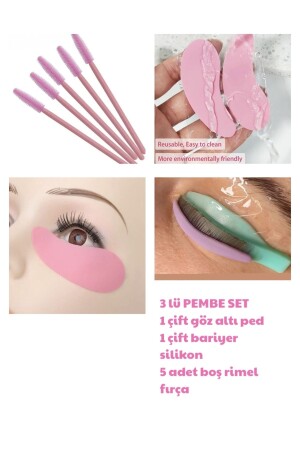 Pinkes Lifting-Set, 4 verschiedene Produkte, Unter-Augen-Pad, Barriere-Silikon, leere Mascara-Bürste, Scanstab - 2