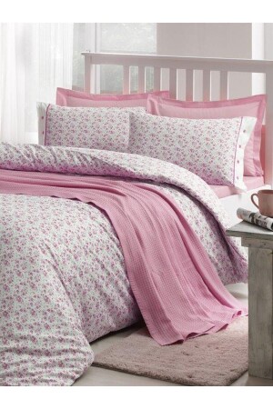 Piquet-Bettbezug-Set für Einzelbett, Rosa PİKENEV-TK - 1