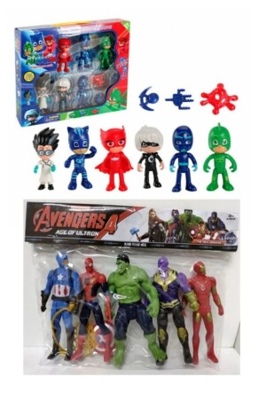 PjMasks Pijamaskeliler 10-teilige Figur + 5-teiliges Avengers Spiderman Thanos Ironmon Captain America Spielzeugset - 2