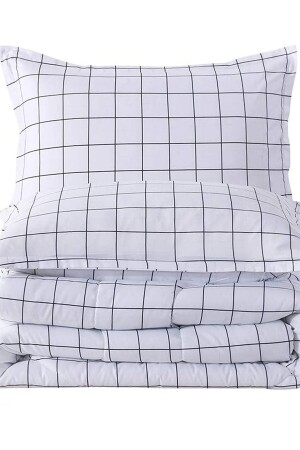 Plaid-Bettbezug-Set für Doppelbett 200 x 220 – Weiß N427 - 5