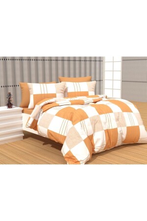 Plaid-Ranforce-Bettbezug-Set mit einfarbigen Laken, Einzelbett 387 - 2