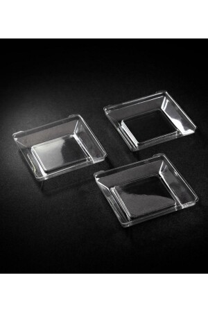 Plastik Mini Kare Tabak 6x6cm - 50 Adet (1 Paket) - 2