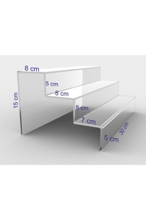 Plexi Transparenter Leiter-Ausstellungsständer 3 Ebenen 30 cm CNNSMRDVN330 - 4