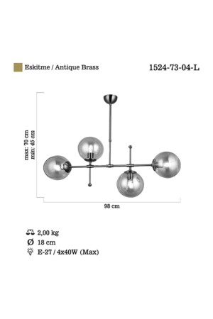 Polıno 4 Lu Antik Lak Sıralı Avıze 4xe27 1524-7-04-L - 8