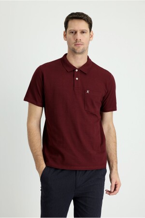 Polo Yaka Regular Fit Nakışlı Pamuk Tişört - 1