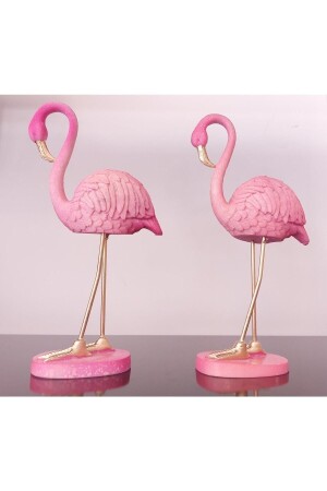 Polyester 2'li Pembe Flamingo Dekoratif Hediyelik Eşya Biblosu - 3